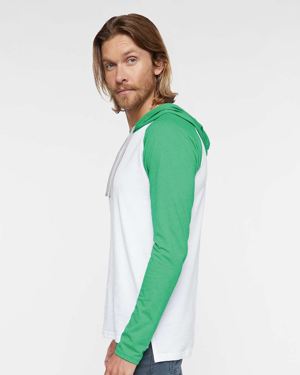 LAT-Fine Jersey Hooded Long Sleeve Raglan T-Shirt