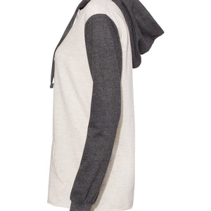 MV Sport Women’s French Terry Hooded Pullover with Colorblocked Sleeves