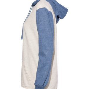MV Sport Women’s French Terry Hooded Pullover with Colorblocked Sleeves